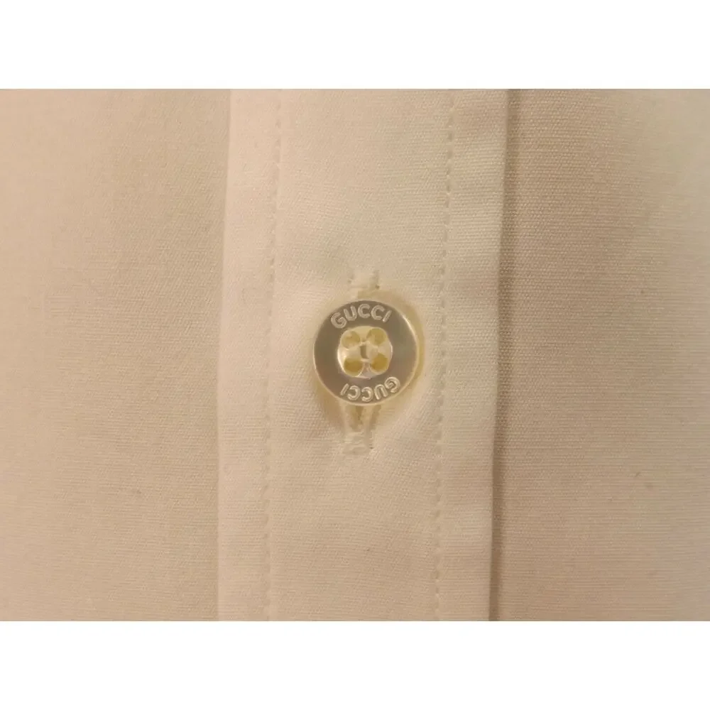 NWT GUCCI WHITE POPELINE PIECE COTTON SKINNY DRESS 307635 SHIRT 17.5 44 ITALY